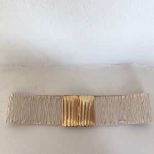Cream Faux Leather Waist Belt